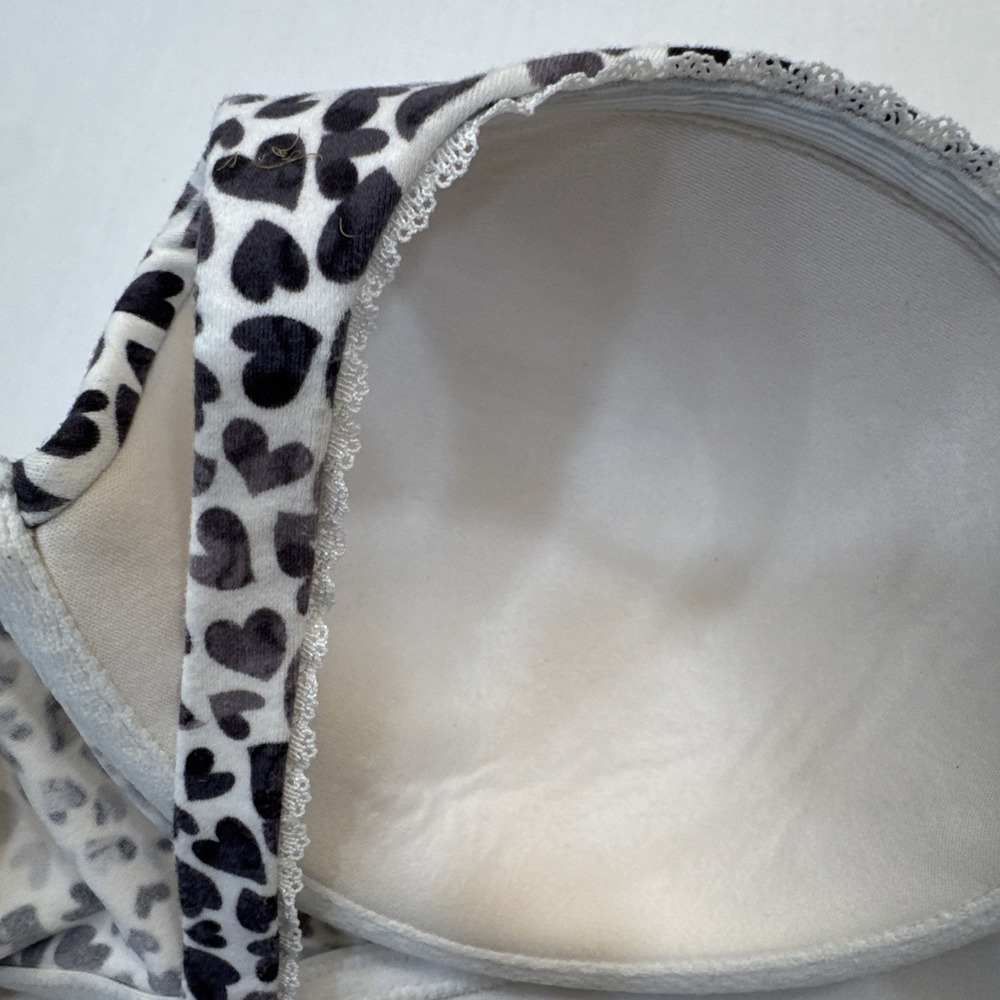 Victorias Secret HEART Leopard Cheetah Print BRA Lined Demi Balconette 36C - Picture 8 of 10
